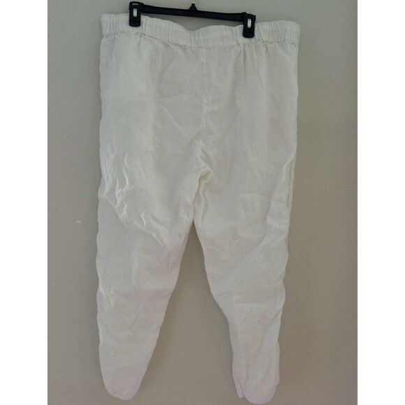 Caslon Womens Adjustable Waist Stretch 100% Linen White Chino Pants Size XXL - Picture 3 of 5